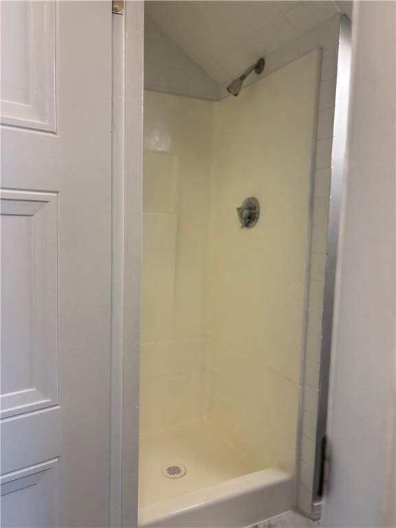 784 York Ave, Pawtucket, RI 02861 - bathroom with a shower stall and lofted ceiling