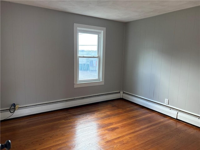 784 York Ave, Pawtucket, RI 02861 - empty room with dark wood-type flooring and a baseboard heating unit
