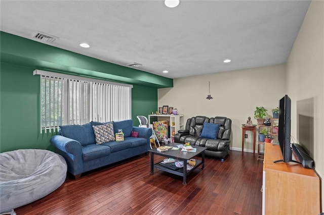 196 Old River Rd Unit 166, Lincoln, RI 02865 - living room featuring recessed lighting and dark wood-style flooring