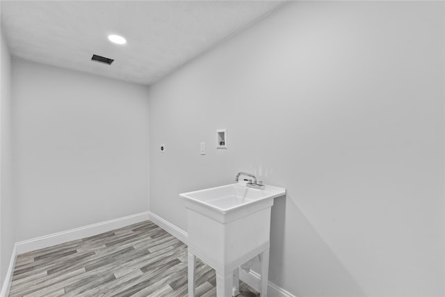 3 Riverview Ave, Westerly, RI 02891 - washroom with hookup for an electric dryer, washer hookup, light wood-style flooring, and recessed lighting