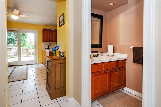 65 Jeri Lynn Cir, Warwick, RI 02886 - bathroom with vanity, tile patterned flooring, and a ceiling fan