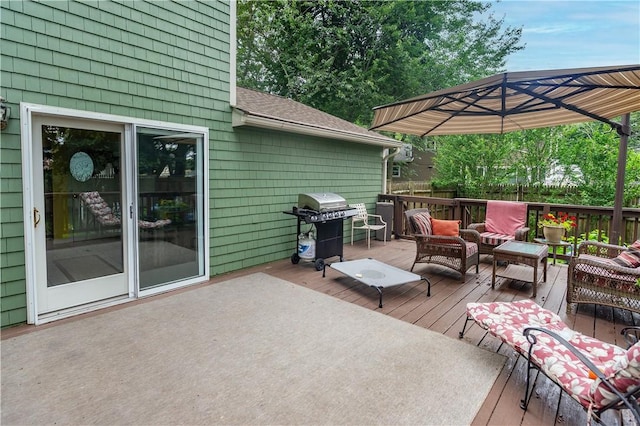 65 Jeri Lynn Cir, Warwick, RI 02886 - wooden deck with area for grilling and outdoor lounge area