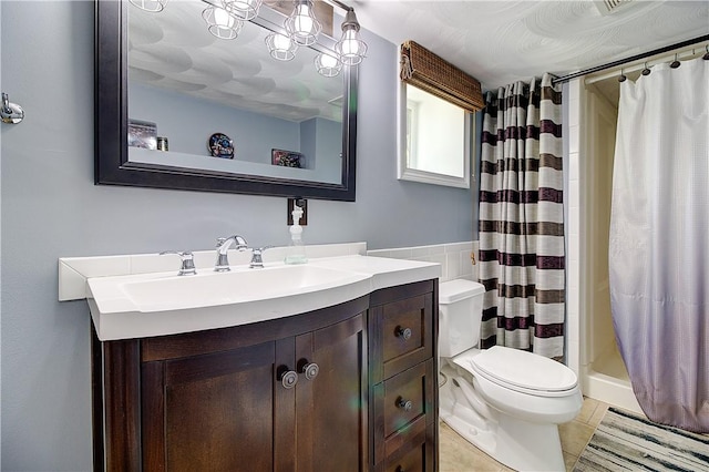 73 Fessenden St, Warwick, RI 02886 - full bath with vanity, a shower with shower curtain, and tile patterned flooring