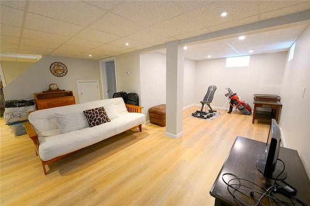 14 Willow Dr, Cranston, RI 02920 - living room with wood finished floors, a paneled ceiling, and recessed lighting