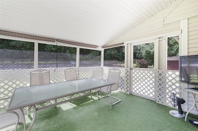 32 Susan Dr, Cumberland, RI 02864 - unfurnished sunroom featuring outdoor dining area and lofted ceiling