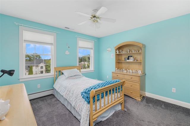 32 Susan Dr, Cumberland, RI 02864 - bedroom featuring a baseboard radiator, carpet, and a ceiling fan