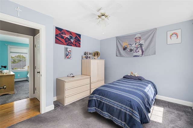 32 Susan Dr, Cumberland, RI 02864 - carpeted bedroom featuring a baseboard radiator and a ceiling fan