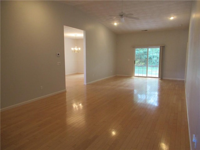 73 Orchard Meadows Dr Unit 73, Smithfield, RI 02917 - unfurnished room featuring a chandelier, ceiling fan, and light wood-style flooring