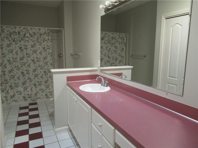 73 Orchard Meadows Dr Unit 73, Smithfield, RI 02917 - bathroom featuring vanity, a shower with shower curtain, and tile patterned flooring