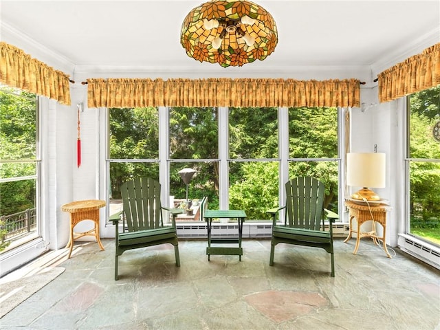 173 Gaskill St, Woonsocket, RI 02895 - sunroom with stone tile flooring, healthy amount of natural light, and crown molding