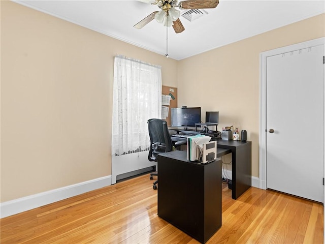 173 Gaskill St, Woonsocket, RI 02895 - office with ceiling fan and light wood-style floors