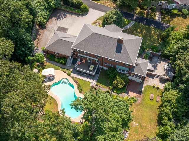 173 Gaskill St, Woonsocket, RI 02895 - view from above of property featuring a pool