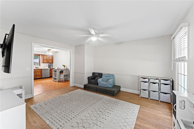 85 N Cobble Hill Rd, Warwick, RI 02886 - living area featuring ceiling fan and light wood-type flooring