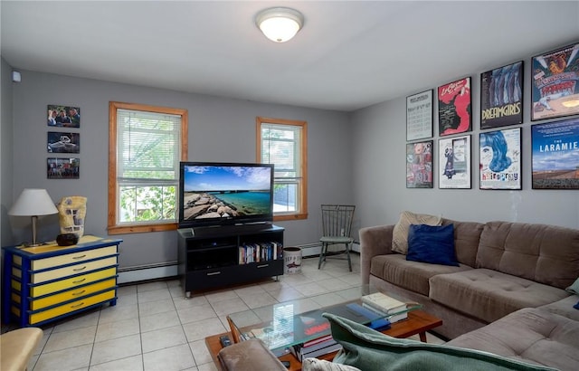61 Penn St, Providence, RI 02909 - living area featuring a baseboard heating unit and tile patterned flooring