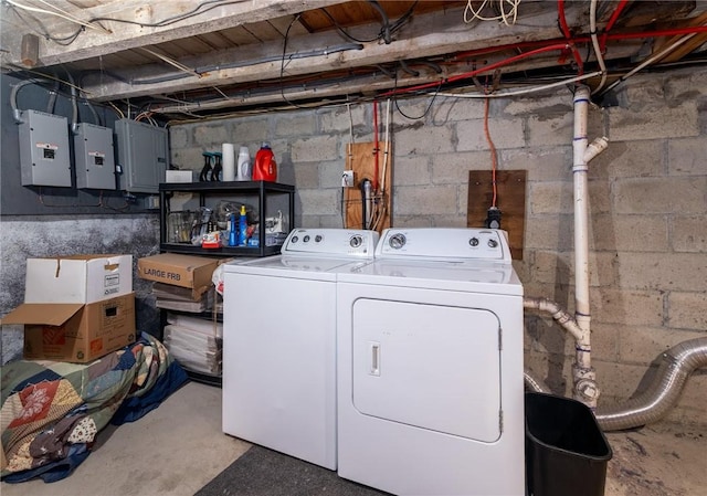 61 Penn St, Providence, RI 02909 - laundry area with electric panel and separate washer and dryer