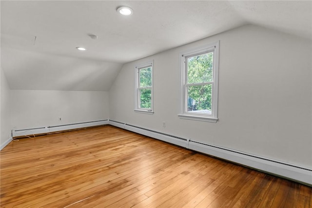 188 Reynolds Ave, Warwick, RI 02889 - bonus room with lofted ceiling, a baseboard radiator, hardwood / wood-style flooring, and recessed lighting