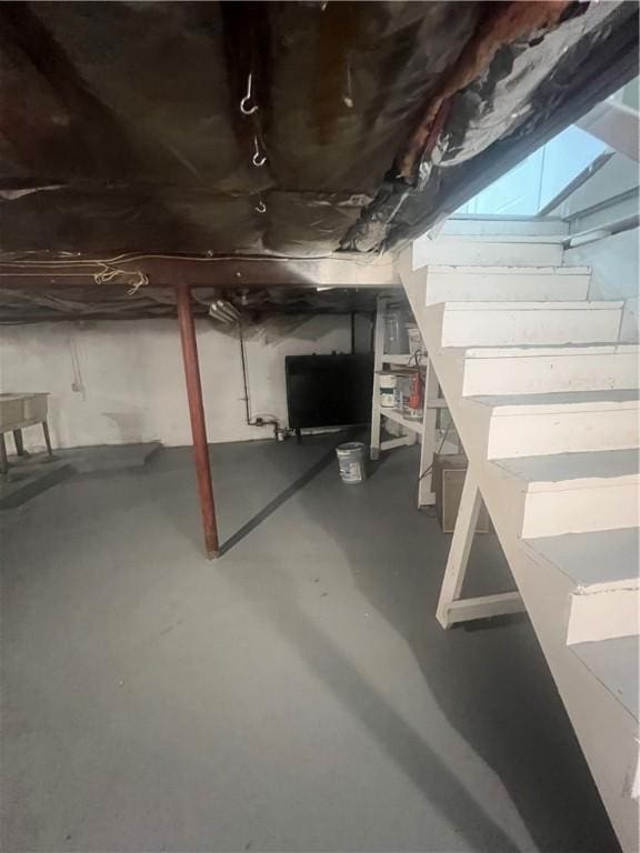 354 Rhodes Ave, Woonsocket, RI 02895 - unfinished below grade area with stairs and heating fuel