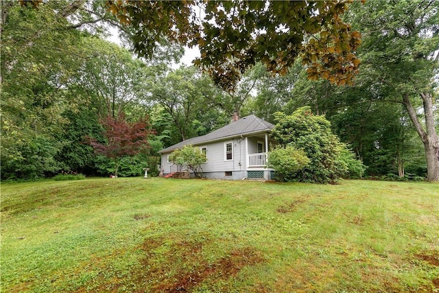 3442 Flat River Rd, Coventry, RI 02816 - view of grassy yard featuring covered porch