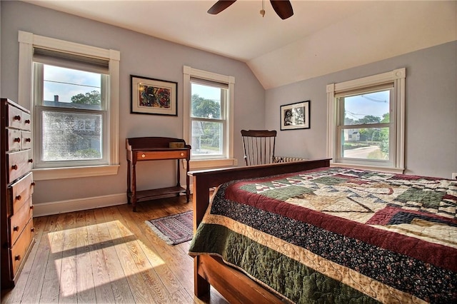 46 Highland Ave, Westerly, RI 02891 - bedroom featuring lofted ceiling, light wood finished floors, and ceiling fan