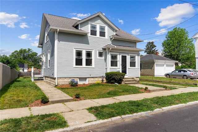8 Parkman St, Providence, RI 02907 - view of front facade featuring a garage and roof with shingles