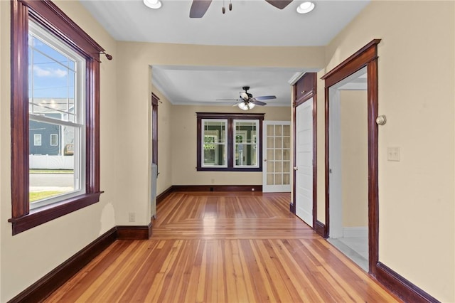 8 Parkman St, Providence, RI 02907 - spare room featuring a ceiling fan, light wood-style floors, and recessed lighting