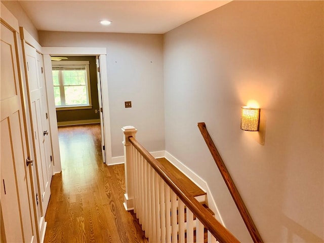 724 Centerville Rd Unit 6, Warwick, RI 02886 - hallway with an upstairs landing, wood finished floors, and recessed lighting