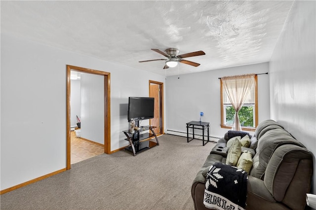 270 Central St, Central Falls, RI 02863 - carpeted living area with a baseboard heating unit and ceiling fan