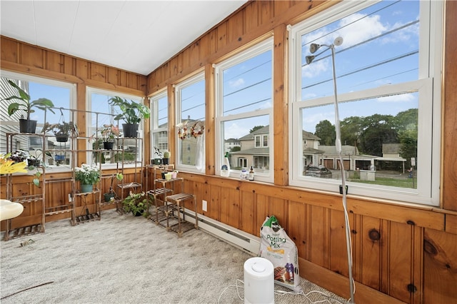 79 Winthrop St, Woonsocket, RI 02895 - sunroom featuring wood walls and carpet flooring