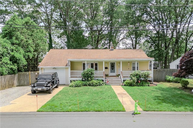 6 Jacksonia Dr, North Providence, RI 02911 - single story home featuring covered porch, driveway, an attached garage, and a shingled roof