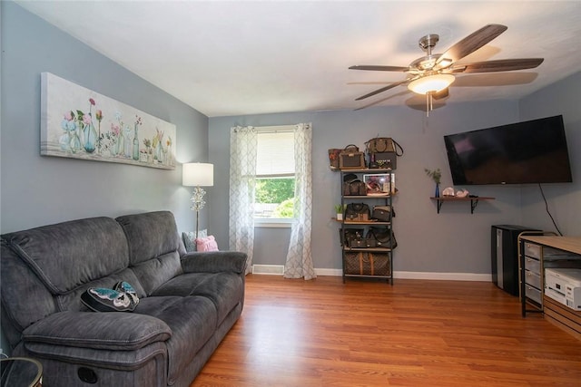 350 Narrow Ln, Charlestown, RI 02813 - living area featuring wood finished floors and ceiling fan