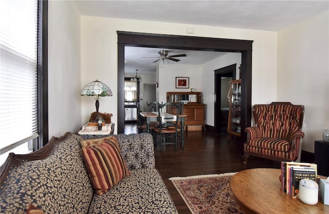 443 Harrington Ave, Warwick, RI 02888 - living area featuring wood finished floors and a ceiling fan