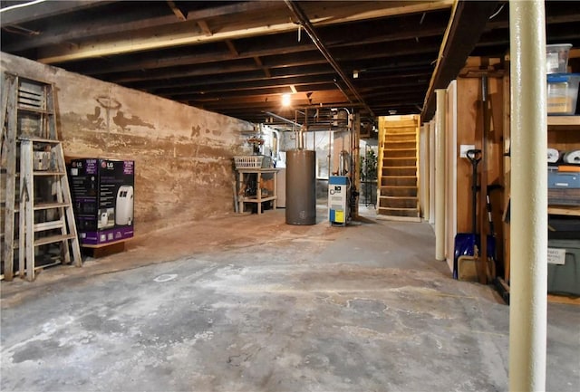 443 Harrington Ave, Warwick, RI 02888 - unfinished basement with water heater and stairway