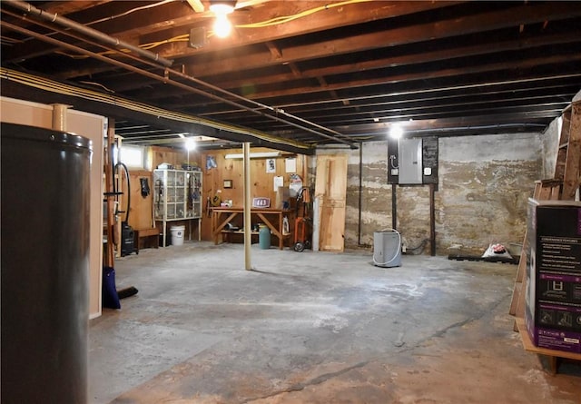 443 Harrington Ave, Warwick, RI 02888 - unfinished basement with electric panel and water heater