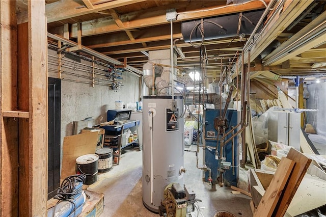 226 Westcott Rd, Scituate, RI 02857 - unfinished basement featuring water heater and a heating unit