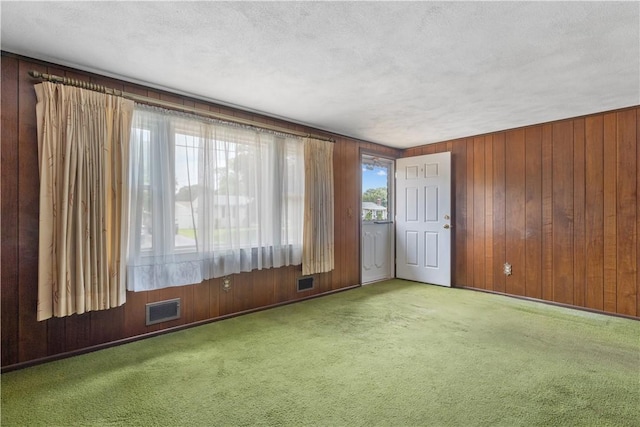 352 Cove Ave, Warwick, RI 02886 - unfurnished room featuring carpet flooring, wood walls, and a textured ceiling