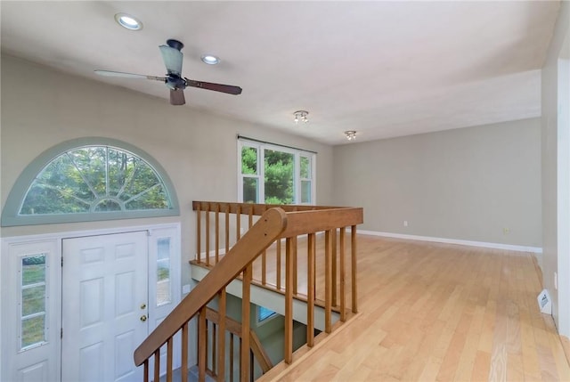 5 Spirketing St, Jamestown, RI 02835 - entrance foyer featuring recessed lighting, light wood-style floors, and ceiling fan