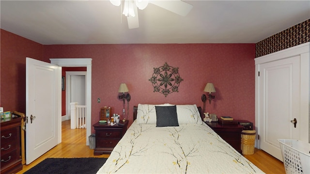 95 Burlington St, Providence, RI 02906 - bedroom with light wood-style floors and a ceiling fan