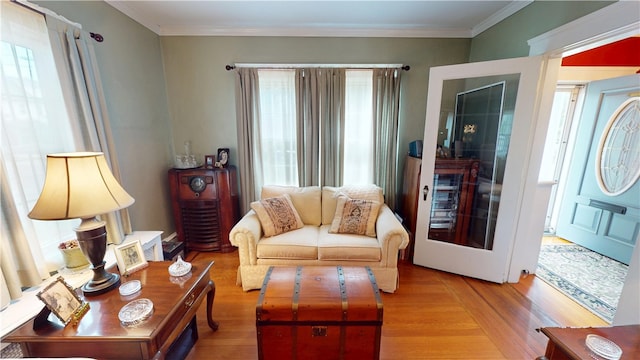 95 Burlington St, Providence, RI 02906 - living area featuring light wood-type flooring and ornamental molding