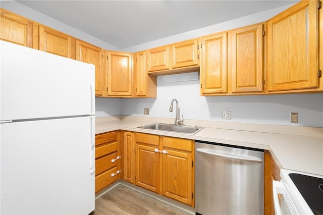 1800 Douglas Ave Unit 304, North Providence, RI 02904 - kitchen featuring white appliances, light countertops, and light wood-type flooring
