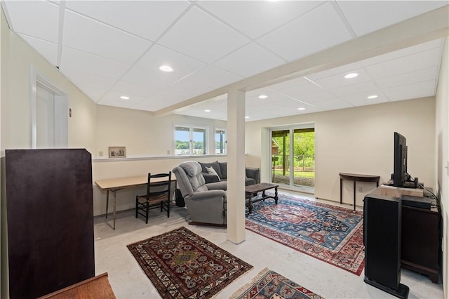 106 Lauri Dr, Charlestown, RI 02813 - living room featuring recessed lighting and a paneled ceiling