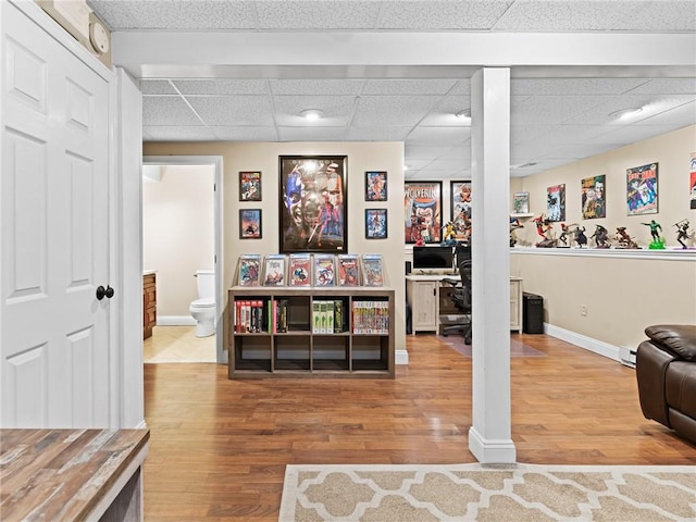 15 Sycamore Dr, West Warwick, RI 02893 - hallway with wood finished floors and a drop ceiling
