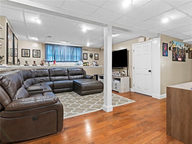 15 Sycamore Dr, West Warwick, RI 02893 - living area featuring wood finished floors, a paneled ceiling, and recessed lighting