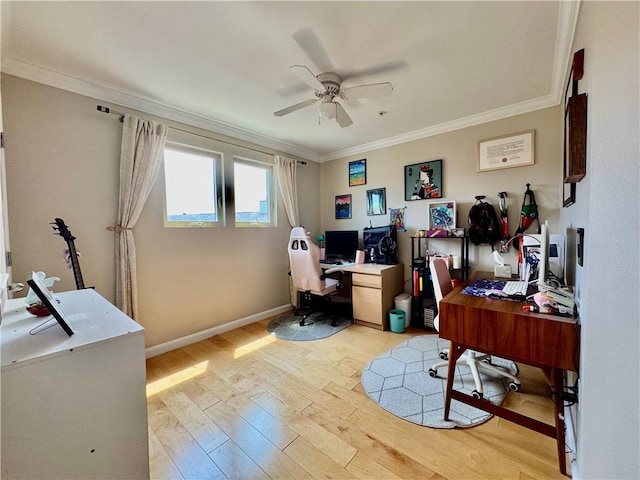 1000 Providence Pl Unit 449, Providence, RI 02903 - home office with ceiling fan, crown molding, and light wood-type flooring