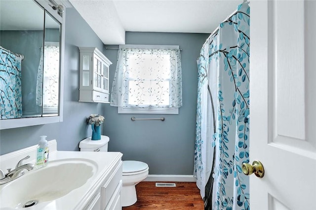 28 Plant St, Cumberland, RI 02864 - bathroom featuring vanity, wood finished floors, and a shower with curtain