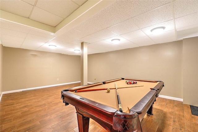 28 Plant St, Cumberland, RI 02864 - game room featuring a paneled ceiling, wood finished floors, and billiards table