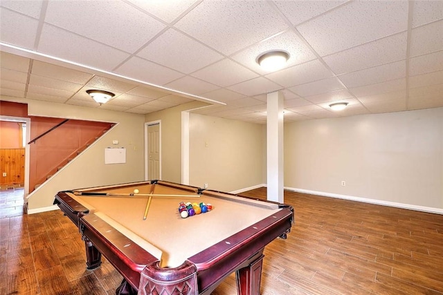 28 Plant St, Cumberland, RI 02864 - rec room with wood finished floors, a paneled ceiling, and billiards table
