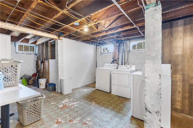 38 Vine St, East Providence, RI 02914 - basement featuring independent washer and dryer and tile patterned floors