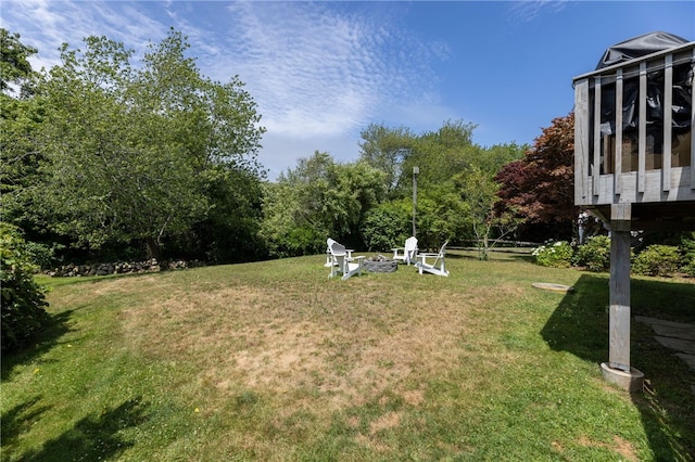 21 Overlook Ave, Charlestown, RI 02813 - view of green lawn featuring an outdoor fire pit