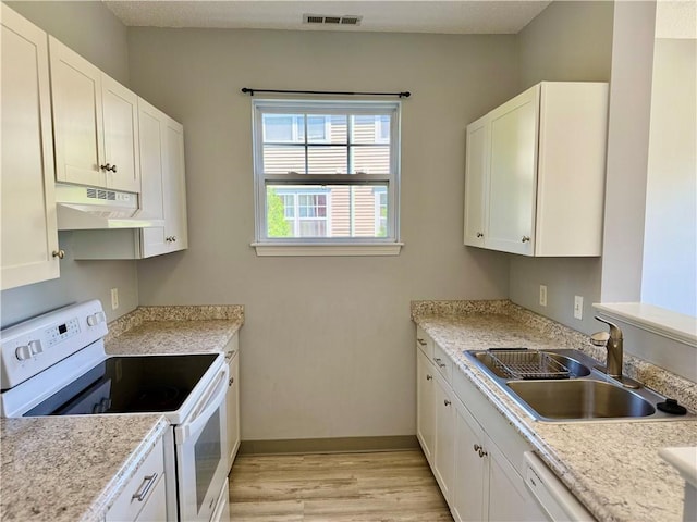106 Mill St Unit 102, Woonsocket, RI 02895 - kitchen with white appliances, light wood finished floors, under cabinet range hood, and light countertops