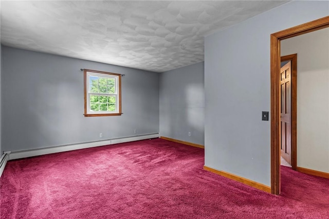43 Peckham Pl, Bristol, RI 02809 - spare room featuring carpet flooring, a baseboard radiator, and a textured ceiling